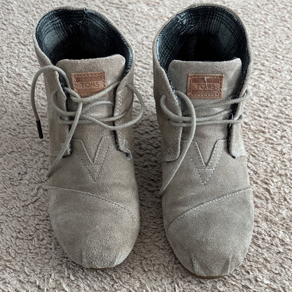 TOMS Taupe Suede Ankle Boots